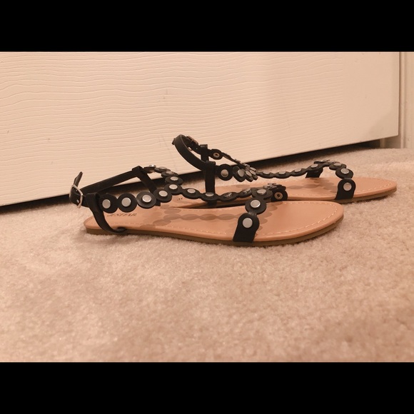 Black Studded Flat Sandal - Picture 2 of 2